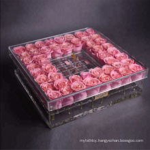 48 roses Square Acrylic Chocolate Flower box Waterproof